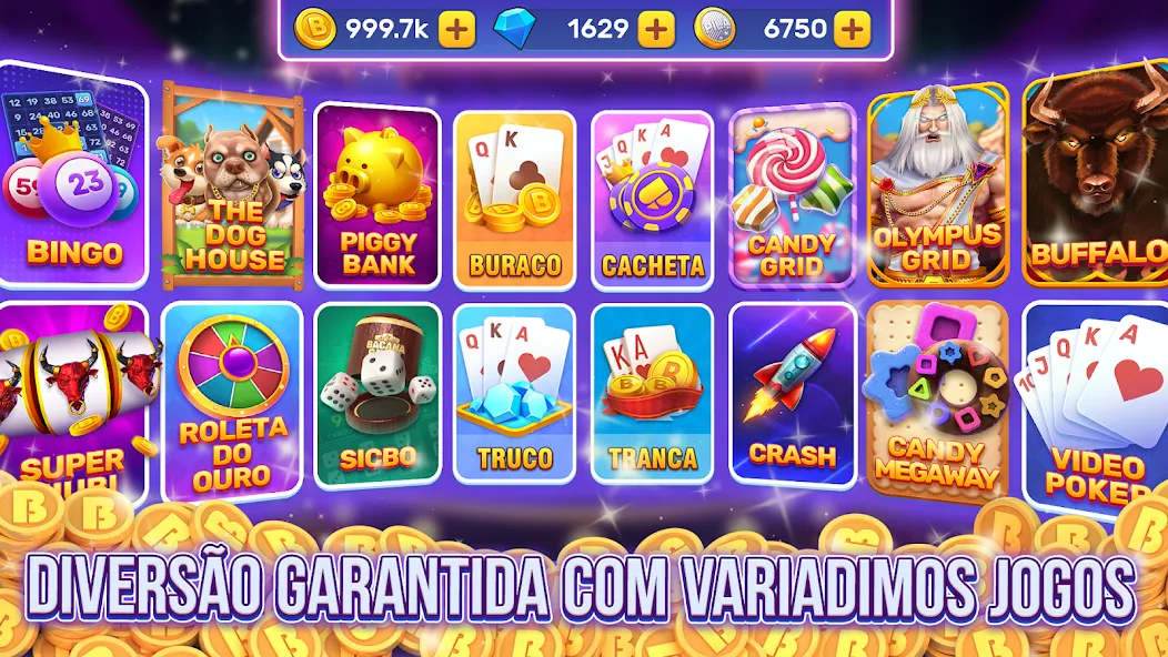 Bacana Games: Buraco & Slots (Бакана Геймс) МОД/Взлом [Меню, Бесконечные монеты и Открытые уровни] Screenshot 1