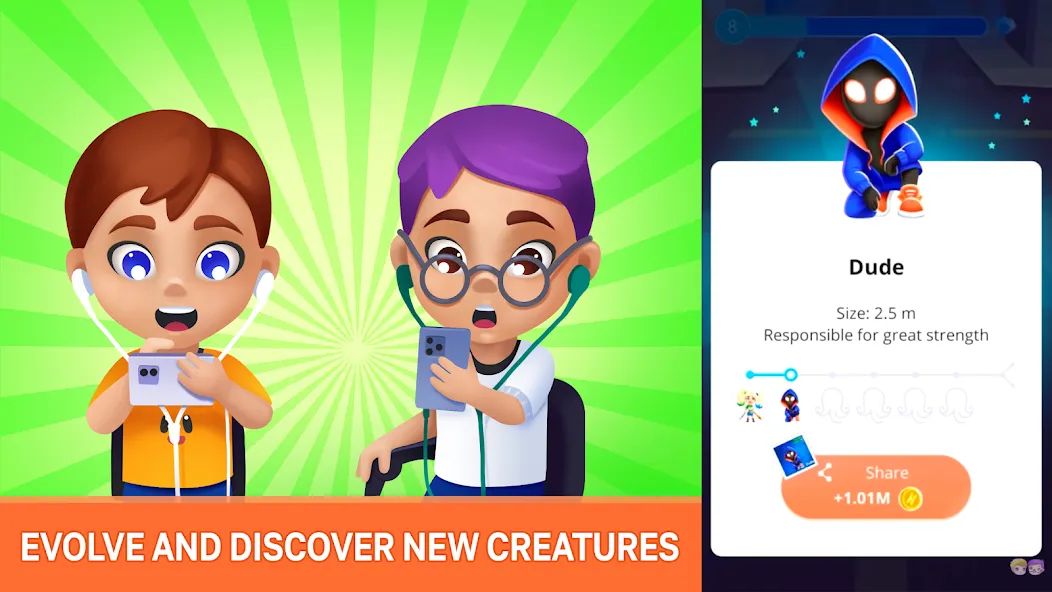 Human Evolution Clicker МОД/Взлом [Много денег, Монет и Все открыто] Screenshot 1