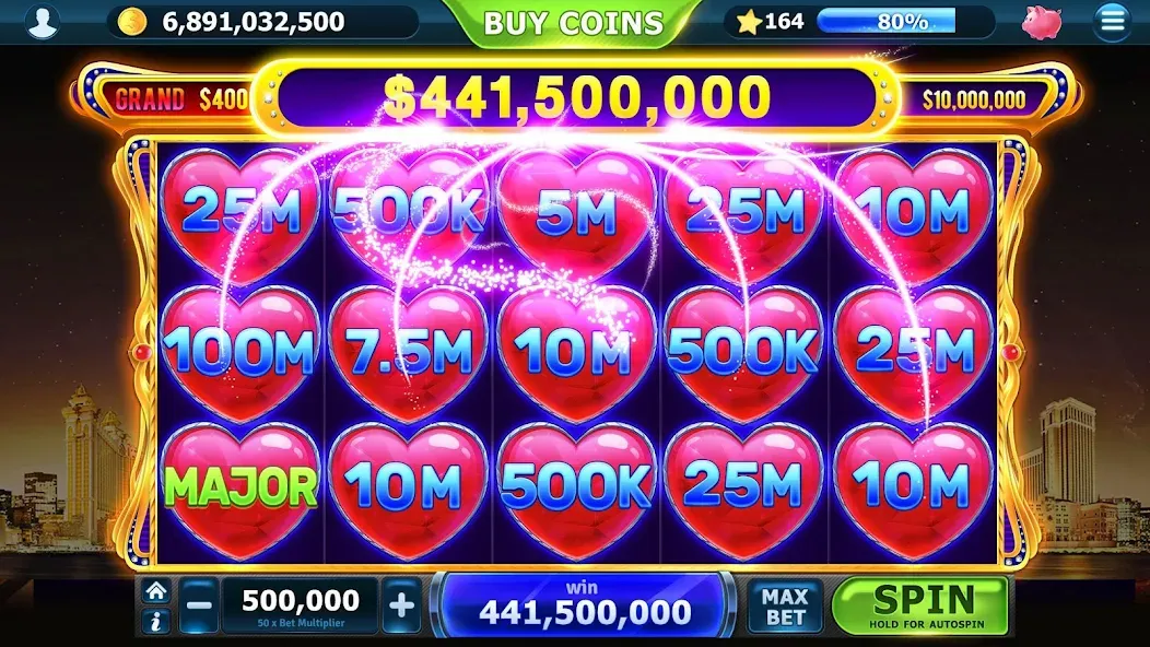 Slots of Vegas (Слоты Вегаса) МОД/Взлом [Меню, Бесконечные монеты и Открытые уровни] Screenshot 2