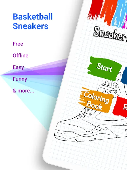 Basketball Shoes Coloring Book (Раскраска кроссовок для баскетбола) МОД/Взлом [Деньги, Монеты и Меню MOD] Screenshot 5