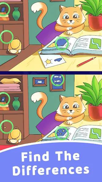 Find Differences: Cute Cats МОД/Взлом [Меню, Бесконечные монеты и Открытые уровни] Screenshot 2