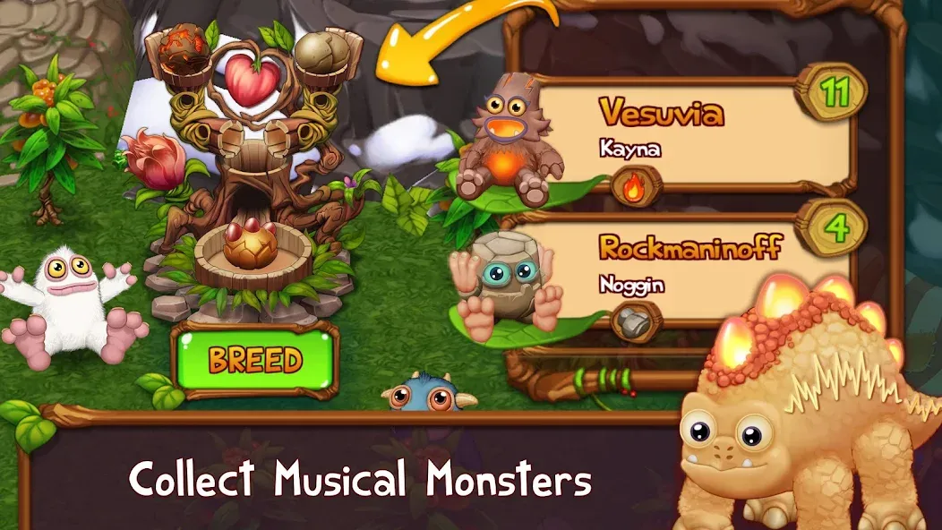 Singing Monsters: Dawn of Fire (Сингинг Монстерс) МОД/Взлом [Меню, Бесконечные монеты и Открытые уровни] Screenshot 1