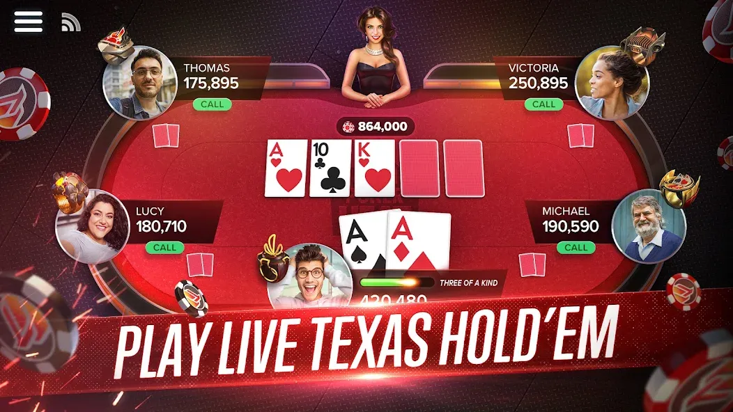 Poker Heat™ Texas Holdem Poker (Покер Хит) МОД/Взлом [Много денег, Монет и Все открыто] Screenshot 1
