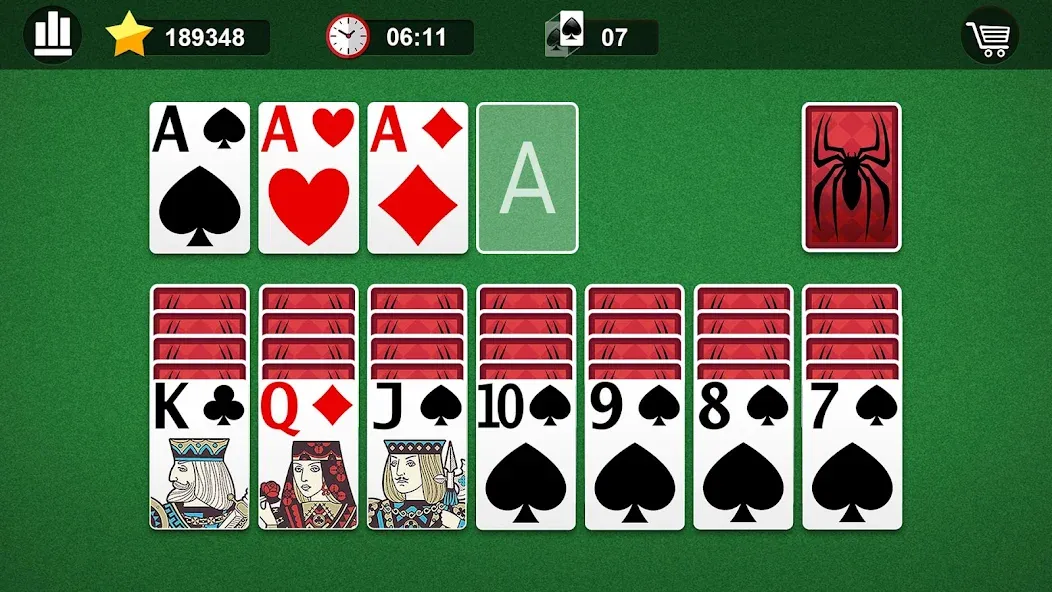 Spider Solitaire МОД/Взлом [Много денег, Монет и Все открыто] Screenshot 4