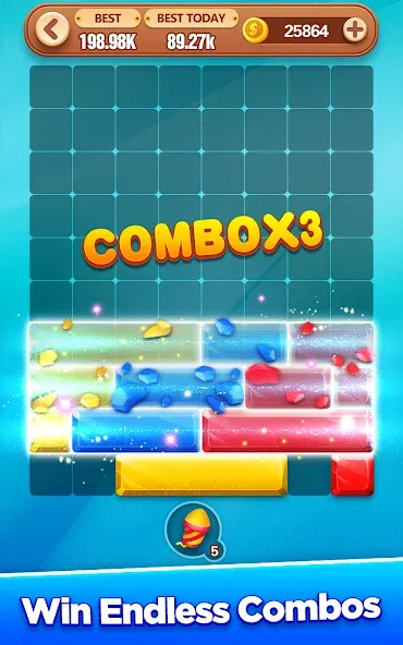 Block Crush - Puzzle Game МОД/Взлом [Все открыто, Дополнительные деньги и Меню MOD] Screenshot 5