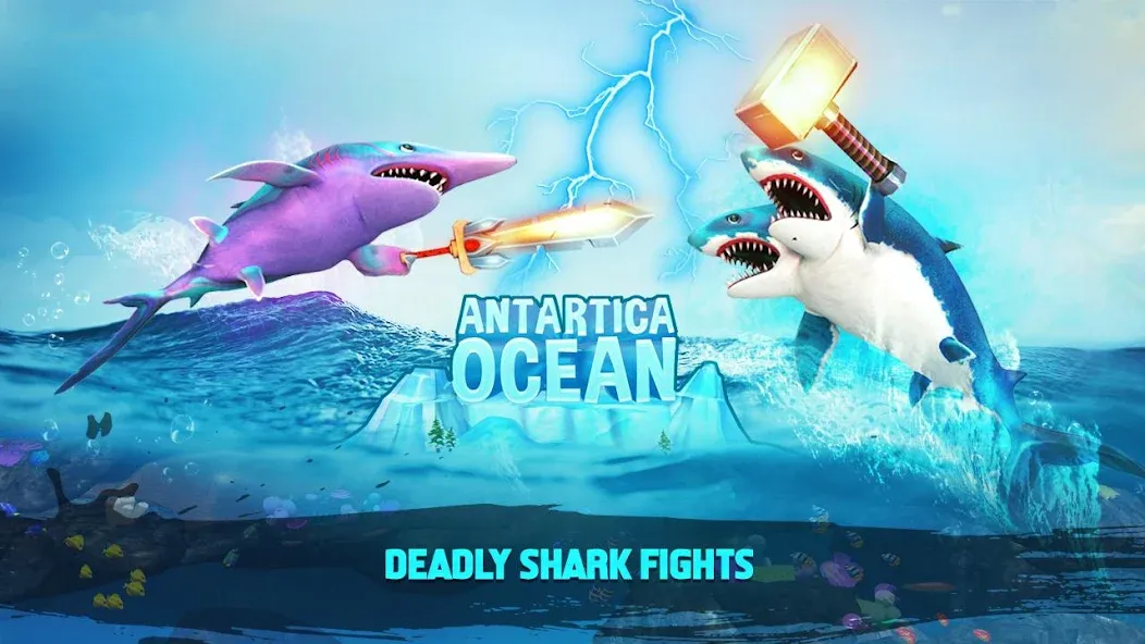 Double Head Shark Attack PVP МОД/Взлом [Много монет, Открытые уровни и Мега MOD] Screenshot 1