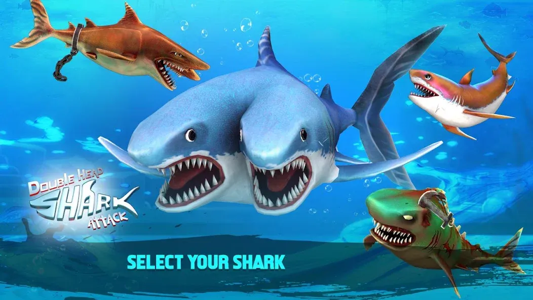 Double Head Shark Attack PVP МОД/Взлом [Много монет, Открытые уровни и Мега MOD] Screenshot 2