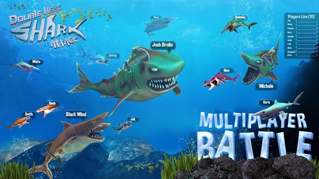 Double Head Shark Attack PVP МОД/Взлом [Много монет, Открытые уровни и Мега MOD] Screenshot 4