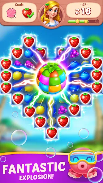 Fruit Diary - Match 3 Games МОД/Взлом [Много денег, Монет и Все открыто] Screenshot 2