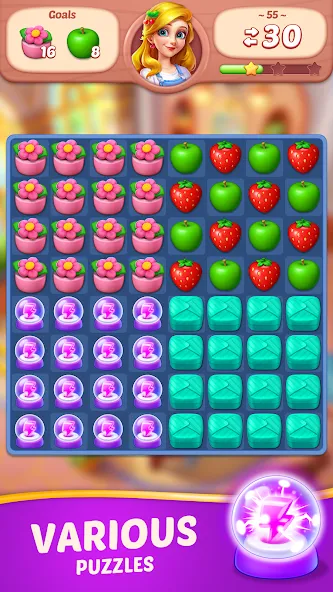 Fruit Diary - Match 3 Games МОД/Взлом [Много денег, Монет и Все открыто] Screenshot 5