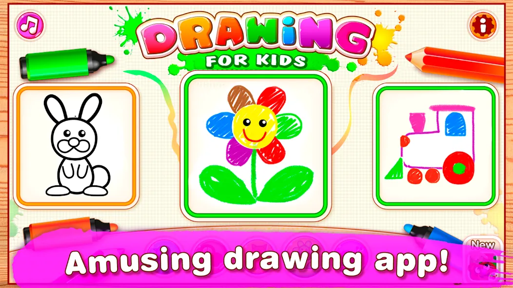 Bini Drawing for Kids Games (Бини) МОД/Взлом [Все открыто, Дополнительные деньги и Меню MOD] Screenshot 1