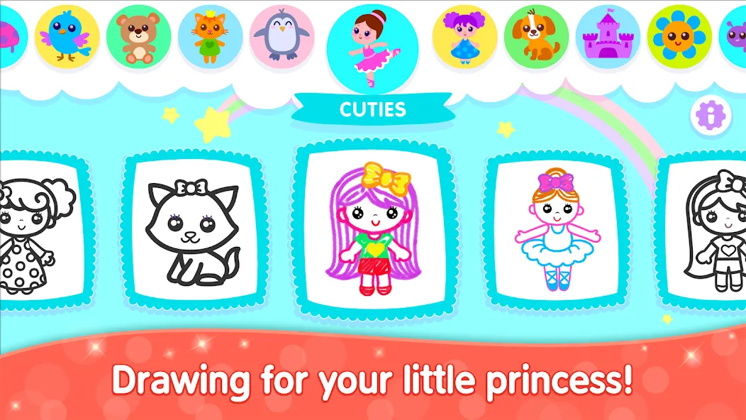 Bini Game Drawing for kids app (Бини) МОД/Взлом [Все открыто, Дополнительные деньги и Меню MOD] Screenshot 1