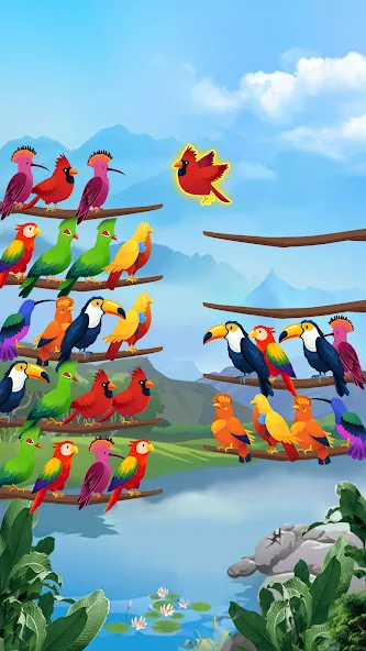 Bird Sort - Color Puzzle МОД/Взлом [Много денег, Монет и Все открыто] Screenshot 1