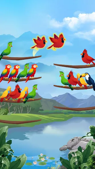 Bird Sort - Color Puzzle МОД/Взлом [Много денег, Монет и Все открыто] Screenshot 2