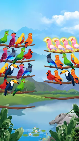 Bird Sort - Color Puzzle МОД/Взлом [Много денег, Монет и Все открыто] Screenshot 3