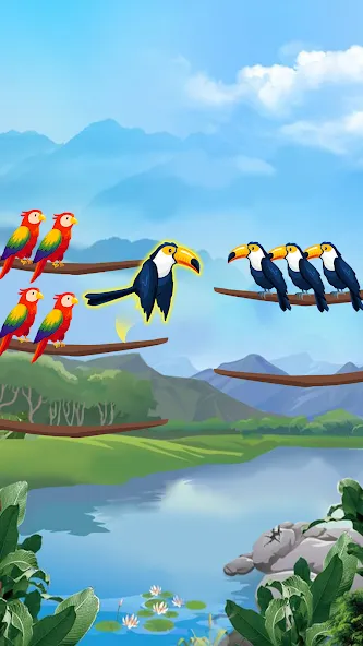 Bird Sort - Color Puzzle МОД/Взлом [Много денег, Монет и Все открыто] Screenshot 4