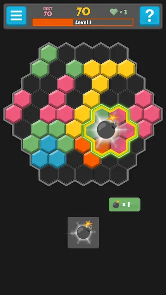 Block Buster - Hex and Square МОД/Взлом [Меню, Бесконечные монеты и Открытые уровни] Screenshot 4