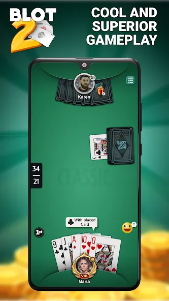 Blot 2 - Classic Belote (Блот 2) МОД/Взлом [Меню, Бесконечные монеты и Открытые уровни] Screenshot 3