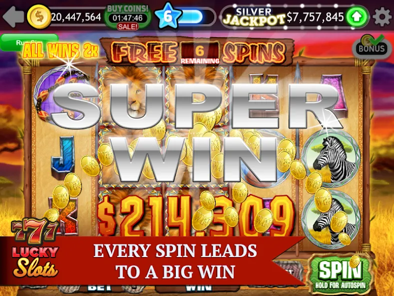 Lucky Slots (Лаки Слотс) МОД/Взлом [Деньги, Монеты и Меню MOD] Screenshot 2