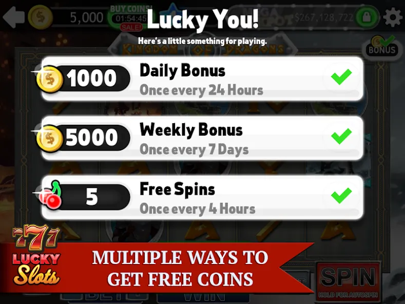 Lucky Slots (Лаки Слотс) МОД/Взлом [Деньги, Монеты и Меню MOD] Screenshot 5