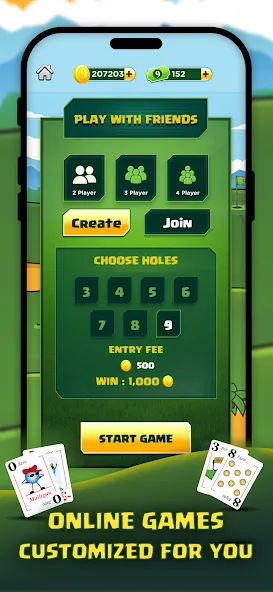 Play Nine: Golf Card Game (Плей Найн) МОД/Взлом [Много денег, Монет и Все открыто] Screenshot 5
