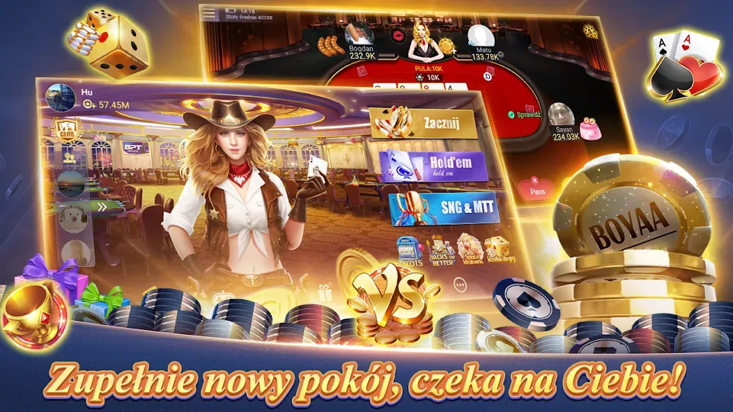 Texas Poker Polski  (Boyaa) (Техасский Покер Польский) МОД/Взлом [Все открыто, Дополнительные деньги и Меню MOD] Screenshot 3