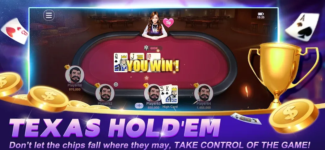 Happy Poker Slots (Хэппи Покер Слоты) МОД/Взлом [Деньги, Монеты и Меню MOD] Screenshot 4