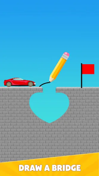 Draw Bridge Puzzle: Brain Game (Драу Бридж Пазл) МОД/Взлом [Меню, Бесконечные монеты и Открытые уровни] Screenshot 1