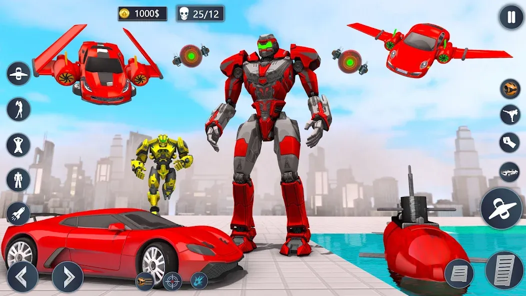 Flying Car Robot Game Car Game МОД/Взлом [Все открыто, Дополнительные деньги и Меню MOD] Screenshot 4