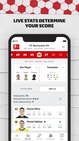 Bundesliga Fantasy Manager (Бундеслига Фэнтези Менеджер) МОД/Взлом [Меню, Бесконечные монеты и Открытые уровни] Screenshot 4
