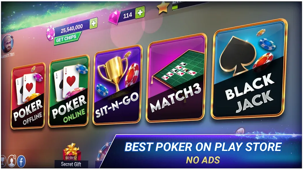 Poker Texas Holdem (Покер Техасский Холдем) МОД/Взлом [Много монет, Открытые уровни и Мега MOD] Screenshot 2