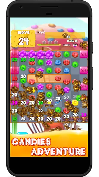 Candy 2024-Candy Match 3 Game (Кэнди 2023) МОД/Взлом [Меню, Бесконечные монеты и Открытые уровни] Screenshot 1