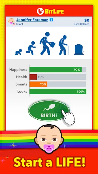BitLife - Life Simulator (БитЛайф) МОД/Взлом [Много монет, Открытые уровни и Мега MOD] Screenshot 1