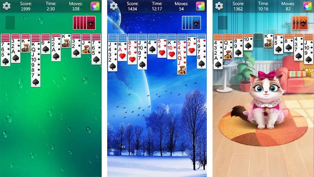 Spider Solitaire Fun (Спайдер Солитер Фан) МОД/Взлом [Много монет, Открытые уровни и Мега MOD] Screenshot 1