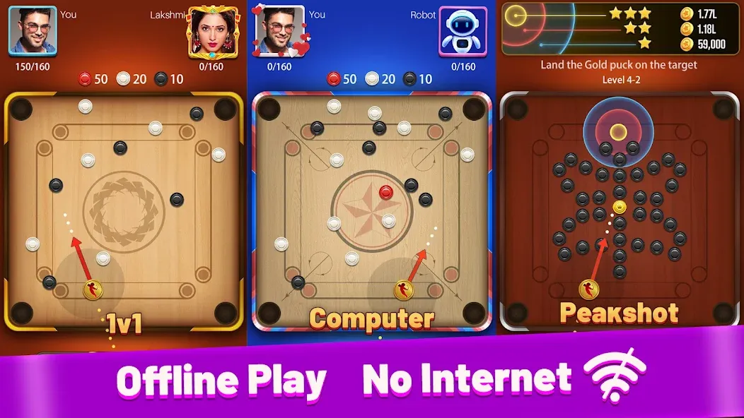 Carrom Meta-Board Disc Game (Карром Мета) МОД/Взлом [Деньги, Монеты и Меню MOD] Screenshot 2