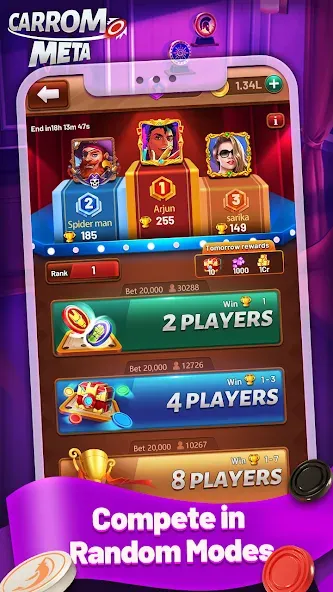 Carrom Meta-Board Disc Game (Карром Мета) МОД/Взлом [Деньги, Монеты и Меню MOD] Screenshot 4