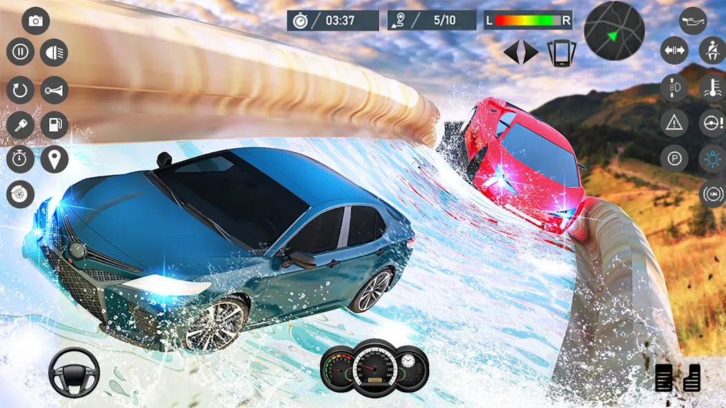 Water Slide Car Race games (Ватер Слайд Кар Рейс игры) МОД/Взлом [Меню, Бесконечные монеты и Открытые уровни] Screenshot 2