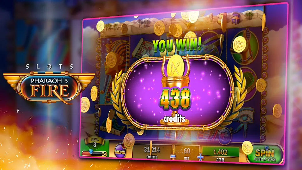 Slots - Pharaoh's Fire (Слоты) МОД/Взлом [Все открыто, Дополнительные деньги и Меню MOD] Screenshot 3