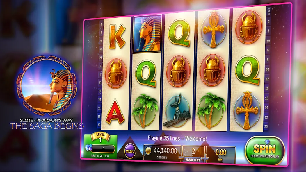 Slots - Pharaoh's Way Casino (Слоты) МОД/Взлом [Много монет, Открытые уровни и Мега MOD] Screenshot 3
