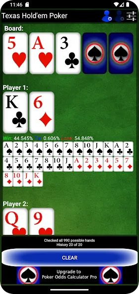 Poker Odds Calculator (Покер Оддс Калькулятор) МОД/Взлом [Меню, Бесконечные монеты и Открытые уровни] Screenshot 3