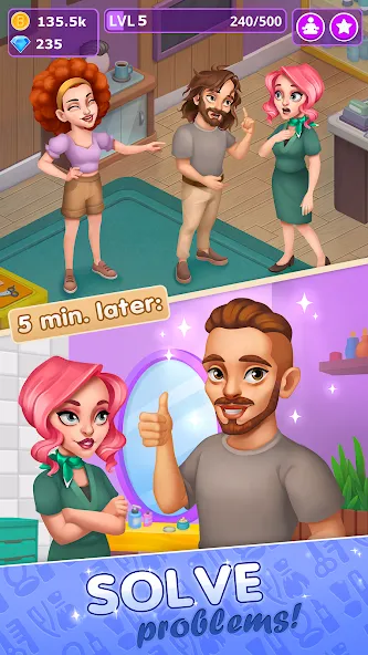 Beauty Tycoon: Hair Salon Game (Бьюти Тайкун) МОД/Взлом [Много монет, Открытые уровни и Мега MOD] Screenshot 4