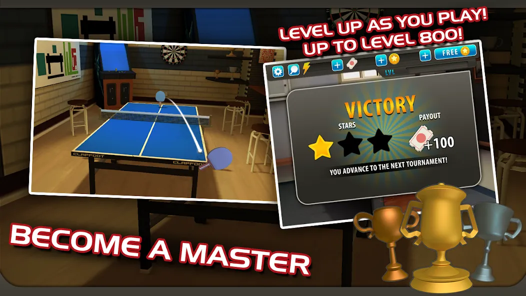 Ping Pong Masters (Пингпонг мастера) МОД/Взлом [Много монет, Открытые уровни и Мега MOD] Screenshot 3