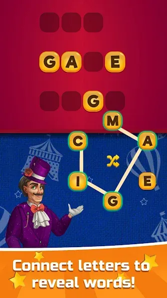 Circus Words: Magic Puzzle МОД/Взлом [Меню, Бесконечные монеты и Открытые уровни] Screenshot 3
