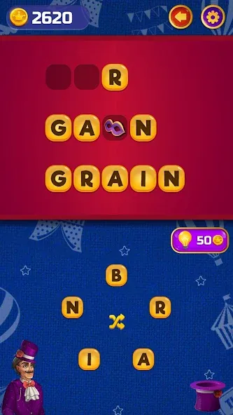 Circus Words: Magic Puzzle МОД/Взлом [Меню, Бесконечные монеты и Открытые уровни] Screenshot 4