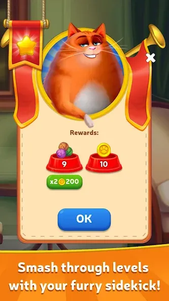 Kitty Scramble: Word Game МОД/Взлом [Меню, Бесконечные монеты и Открытые уровни] Screenshot 2