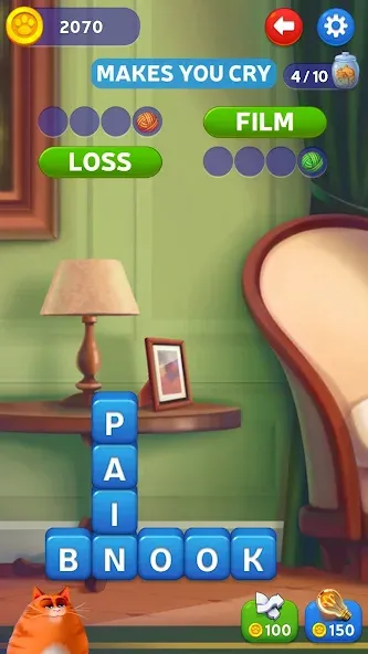 Kitty Scramble: Word Game МОД/Взлом [Меню, Бесконечные монеты и Открытые уровни] Screenshot 5
