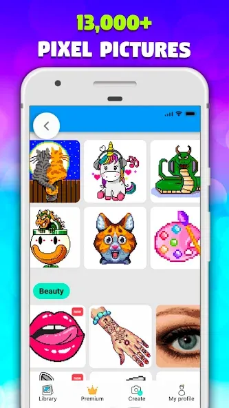 Pixel Art book・Color by number МОД/Взлом [Все открыто, Дополнительные деньги и Меню MOD] Screenshot 1