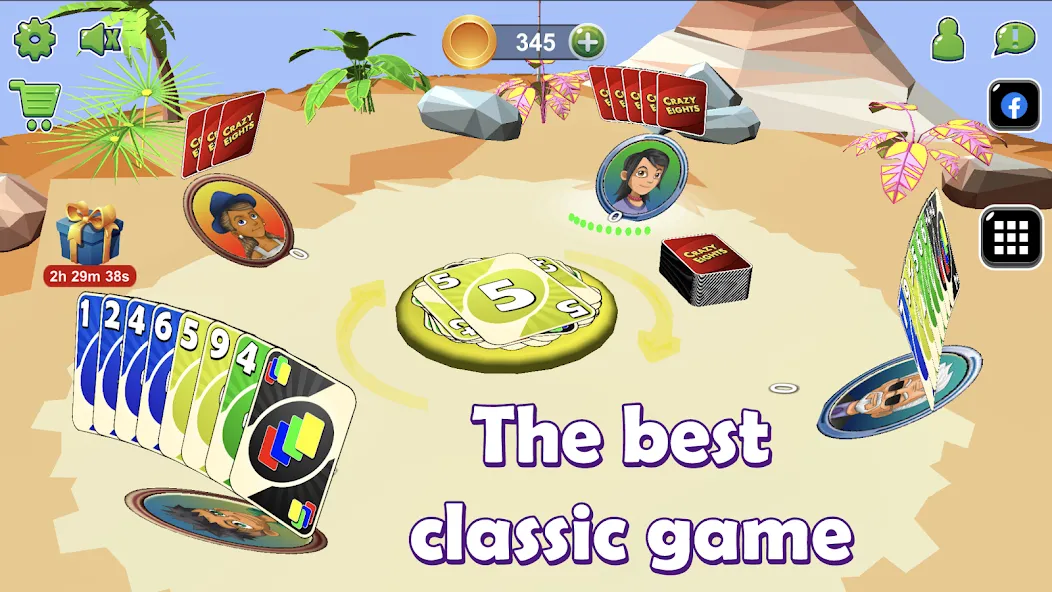 Crazy Eights 3D (КрэйзиЭйтс) МОД/Взлом [Деньги, Монеты и Меню MOD] Screenshot 1