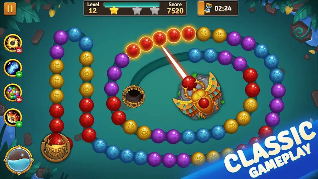 Jungle Marble Blast МОД/Взлом [Много монет, Открытые уровни и Мега MOD] Screenshot 1