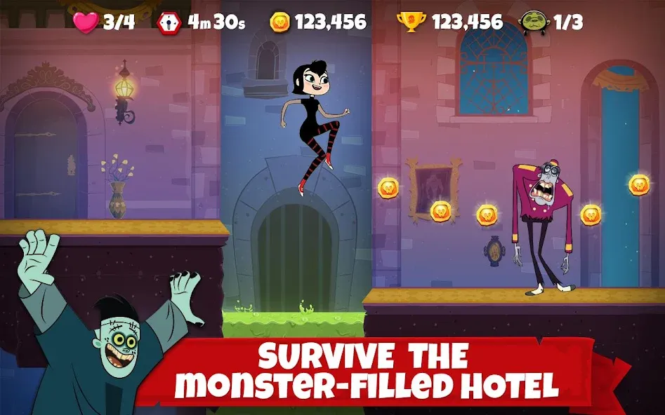 Hotel Transylvania Adventures МОД/Взлом [Меню, Бесконечные монеты и Открытые уровни] Screenshot 1